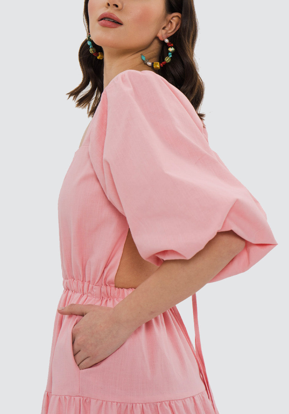 Lauren Linen Dress | Pastel Pink
