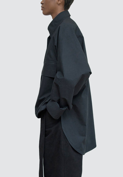 Engineered Sleeve Shirt with Flap Pockets | Black