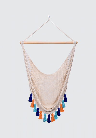 Deluxe Natural Cotton Hammock Swing with Hue Inspired Tassels