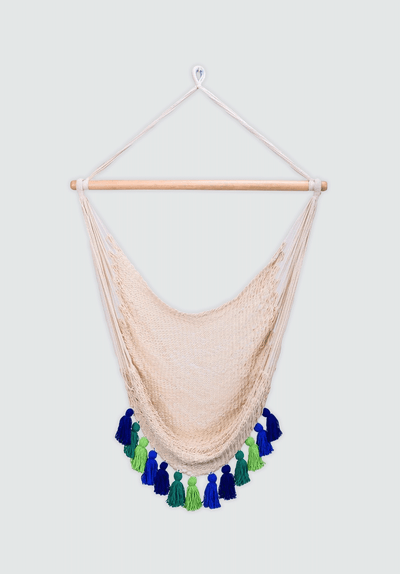 Deluxe Natural Cotton Hammock Swing with Rainforest Inspired Tassels