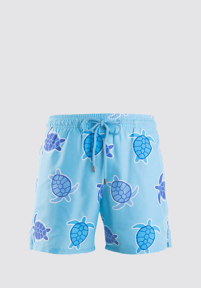 Kids Swim Shorts - Turtles | Baby Blue