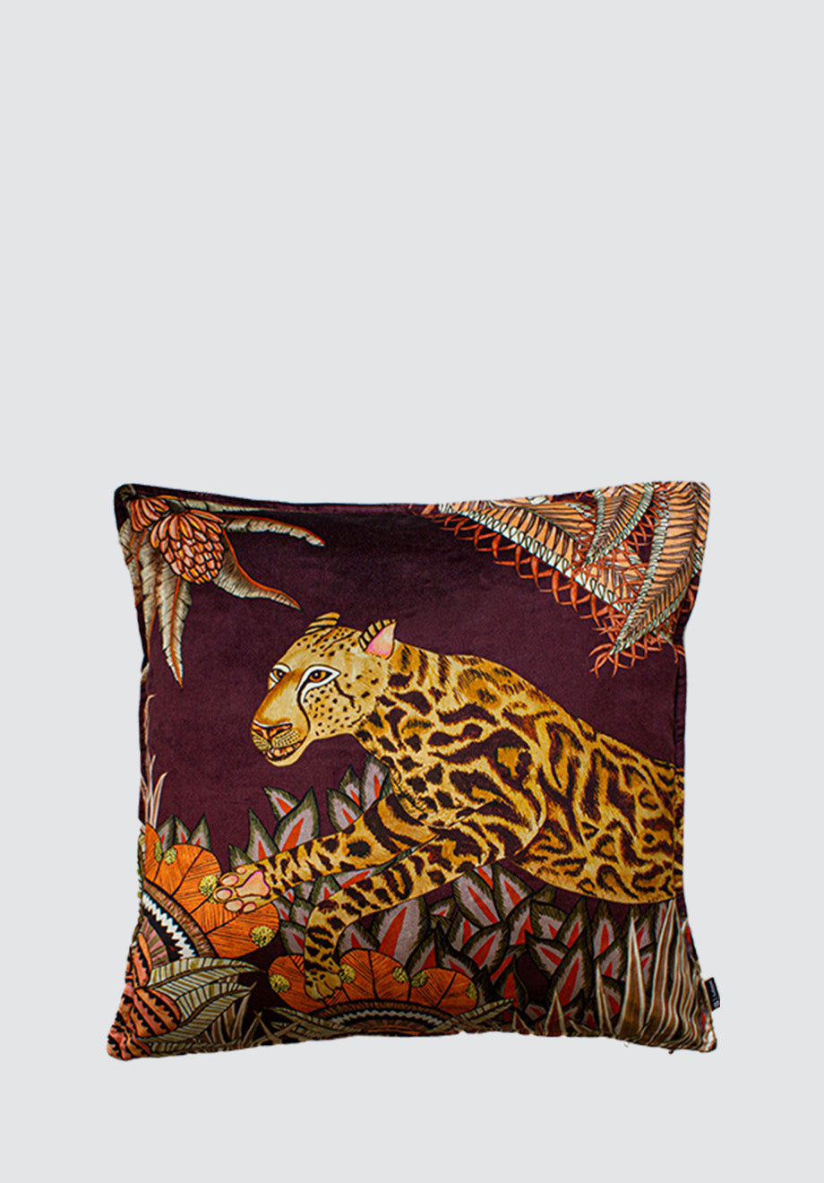 Cheetah Kings Forest | Plum Velvet Cushion Cover