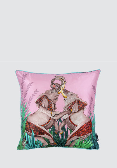 Dancing Elephant | Magnolia Silk Cushion Cover
