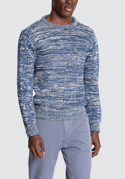 1Kg Wool & Linen Sweater | Estate Blue & Ecru