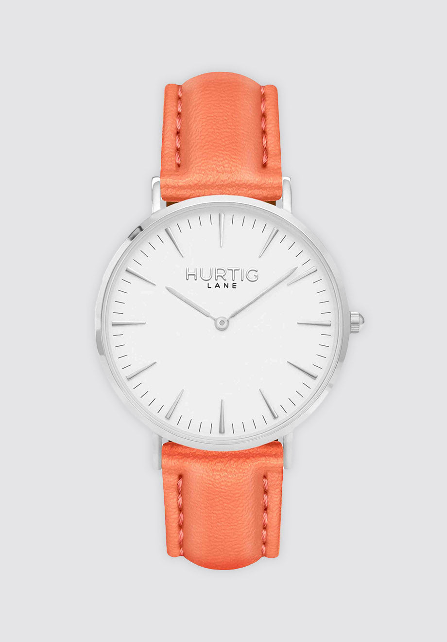 Mykonos Vegan Leather Watch Silver | White & Coral