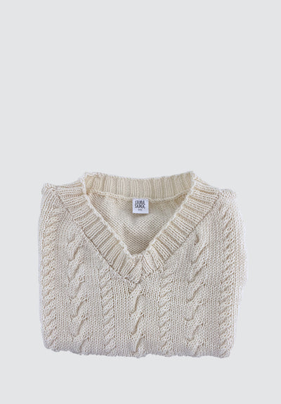 Throw Over Cable Vest | Cream