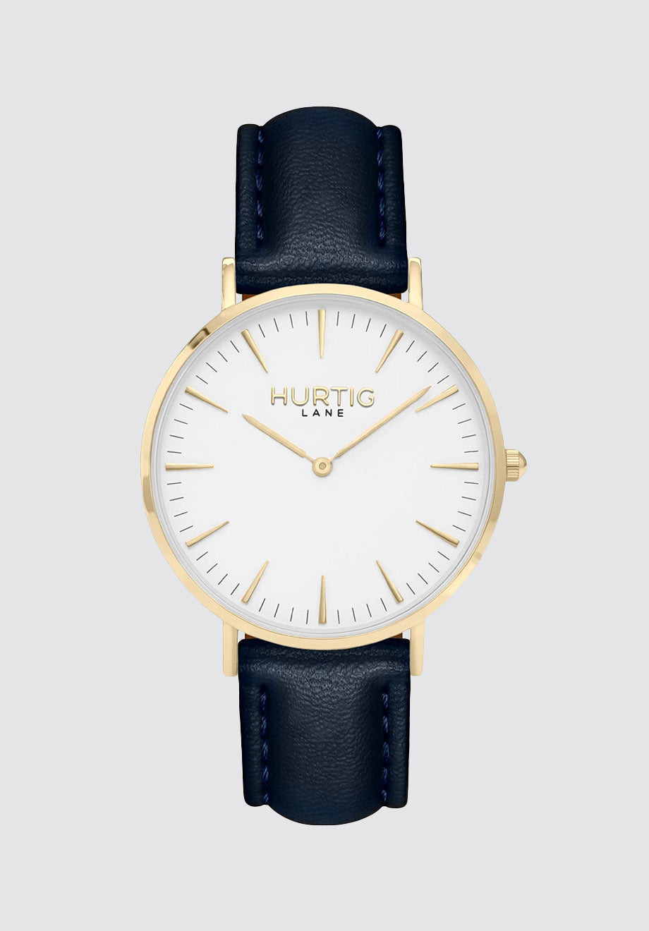 Mykonos Vegan Leather Watch Gold | White & Midnight Blue