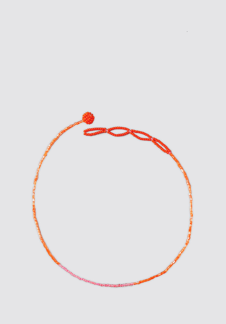 Beaded Necklace | Glassy Orange & Pink