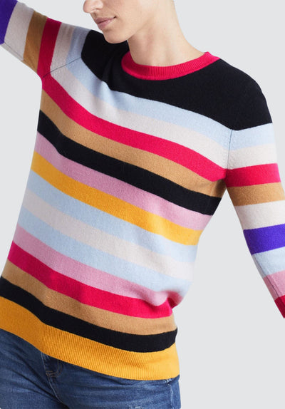 Relaxed Cashmere Crew Neck Sweater | Stripe