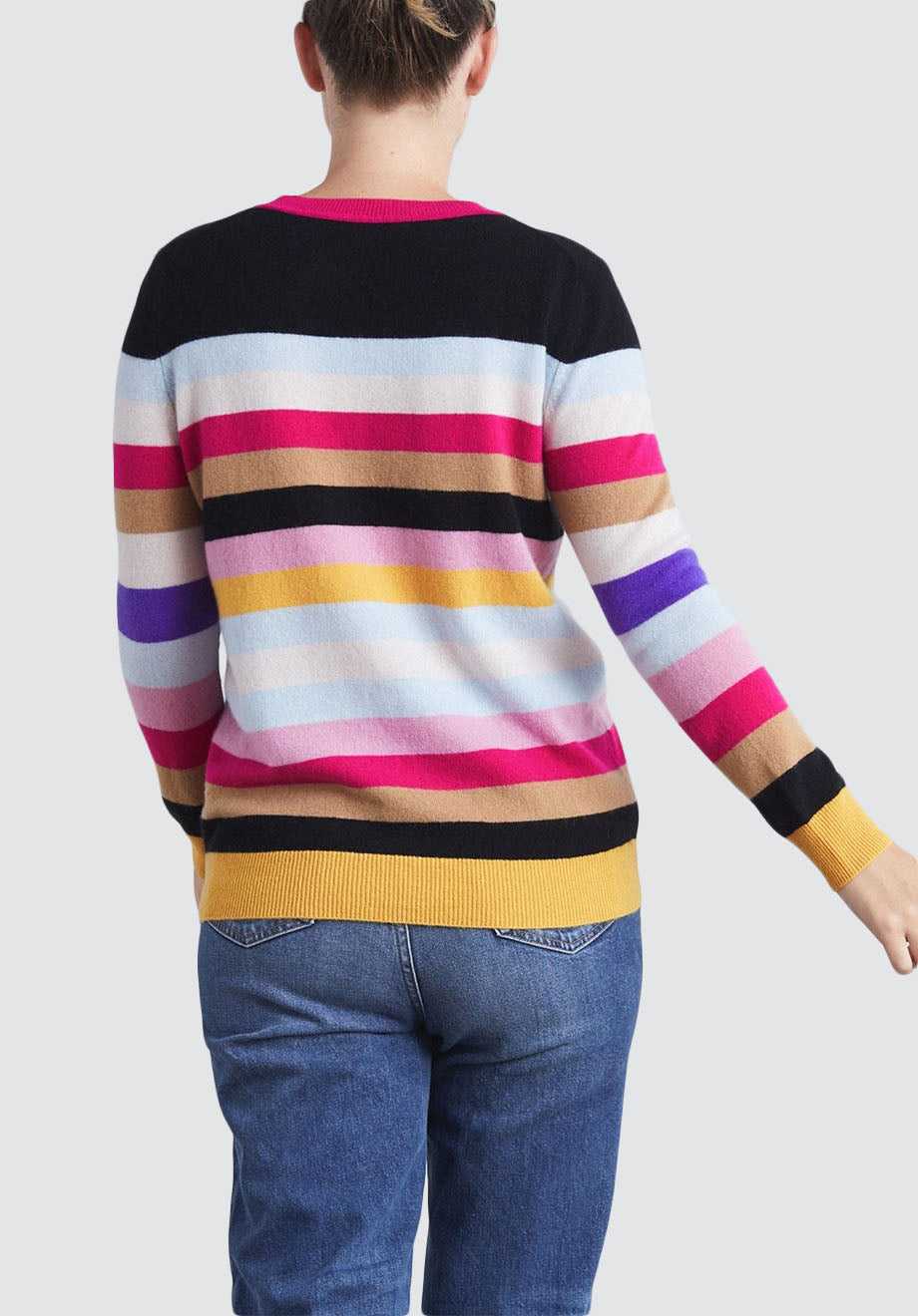 Relaxed Cashmere Crew Neck Sweater | Stripe