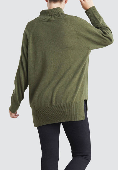 Polo Neck Cashmere Sweater | Khaki