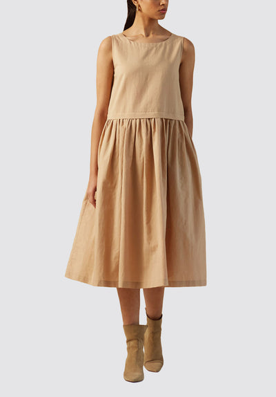 Rylie Beige Solid Dress