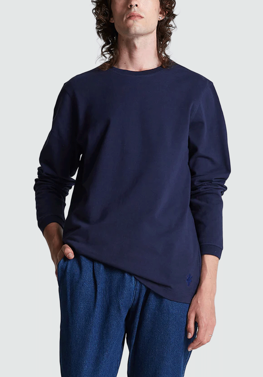 Cotton Long Sleeve Pique | Navy Blazer