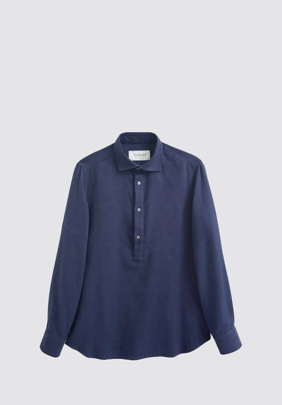 Recycled Italian | Navy Flannel Popover Shirt
