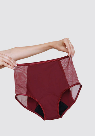 Burgundy Panties With See-Through Hips