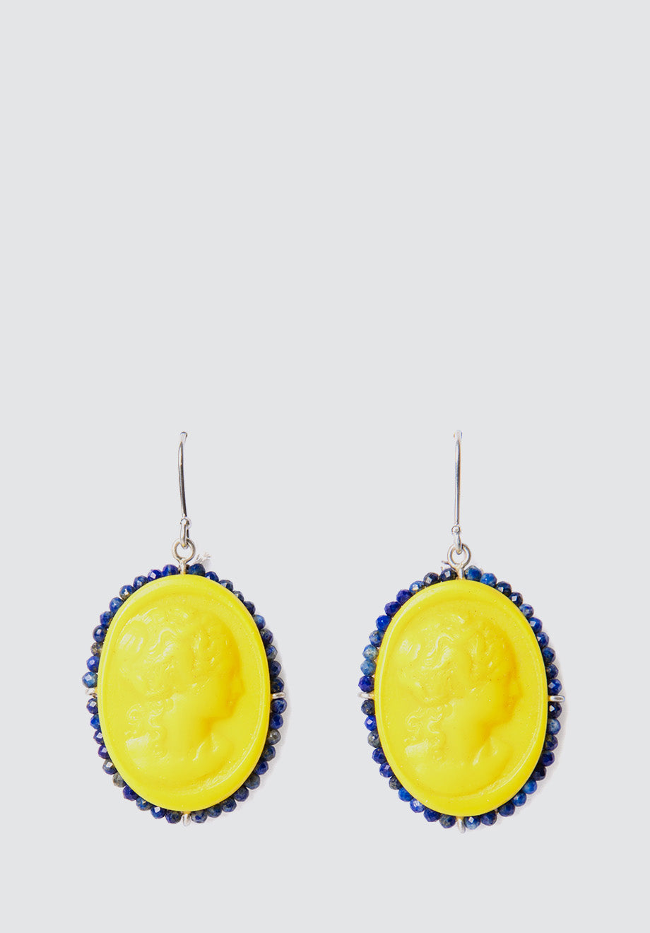 Contemporary Modern Bright Yellow Cameo Earrings