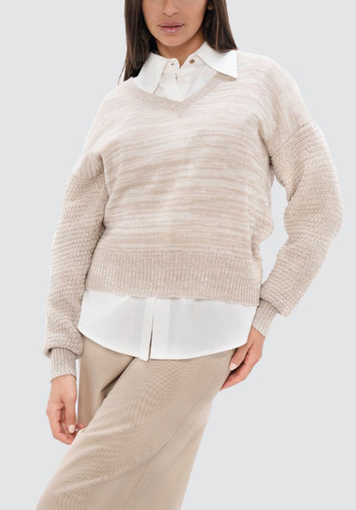 Nagano MMJ - V-Neck Sweater | Sand Marl