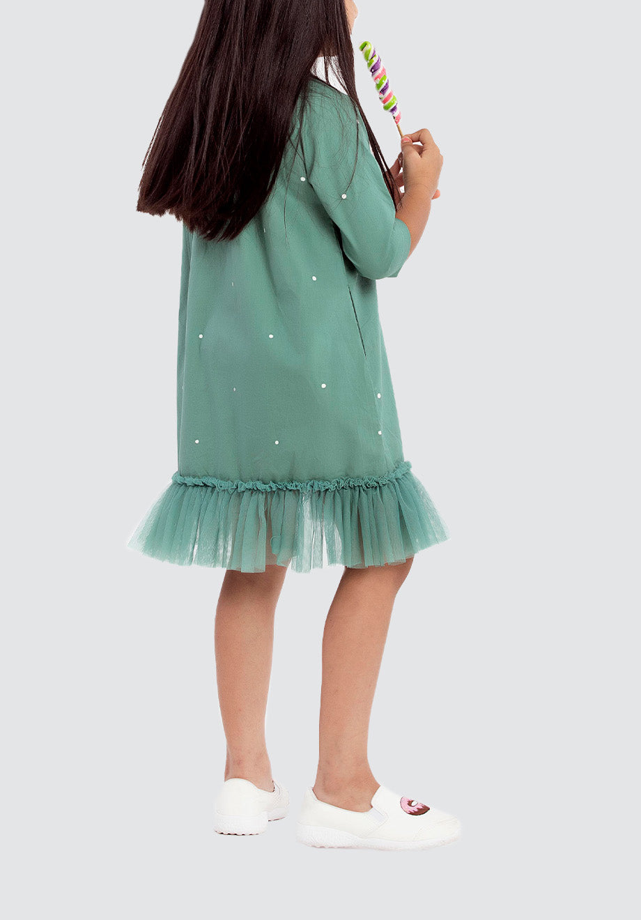 Bottom Frill Dress | Mineral Green